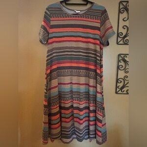 Lularoe Striped Aztec Jessie Dress with pockets
Medium EUC